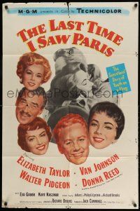 2g487 LAST TIME I SAW PARIS 1sh '54 Elizabeth Taylor, Van Johnson, Walter Pidgeon, Donna Reed!
