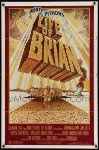 2g499 LIFE OF BRIAN 1sh '79 Monty Python, wonderful artwork of Graham Chapman running from crowd!