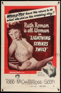 2g500 LIGHTNING STRIKES TWICE 1sh '51 sexy smoking bad girl Ruth Roman is all woman!