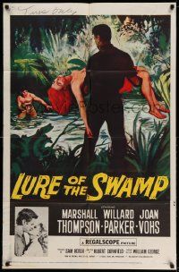 2g529 LURE OF THE SWAMP 1sh '57 two men & a super sexy woman find their destination is Hell!