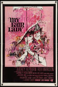 2g595 MY FAIR LADY 1sh '64 classic art of Audrey Hepburn & Rex Harrison by Bob Peak!