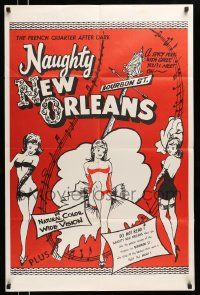 2g602 NAUGHTY NEW ORLEANS 1sh R59 Bourbon St. showgirls in French Quarter after dark!