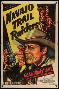 2g603 NAVAJO TRAIL RAIDERS 1sh '49 art of cowboy Allan Rocky Lane & his stallion Black Jack!