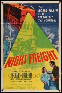 2g614 NIGHT FREIGHT 1sh '55 Forrest Tucker & the bomb-train that terrorized the country!