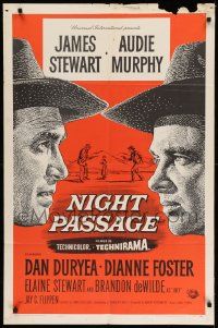 2g616 NIGHT PASSAGE 1sh '57 no one could stop the showdown between Jimmy Stewart & Audie Murphy!