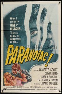 2g641 PARANOIAC 1sh '63 a harrowing excursion that takes you deep into its twisted mind!