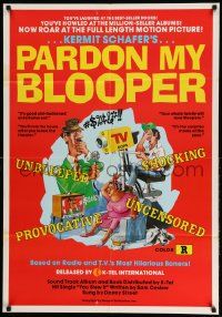 2g643 PARDON MY BLOOPER 1sh '74 Kermit Schafer, wacky Martinson artwork of cursing anchorman!