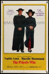 2g677 PRIEST'S WIFE 1sh '71 super sexy Sophia Loren, religious Marcello Mastroianni