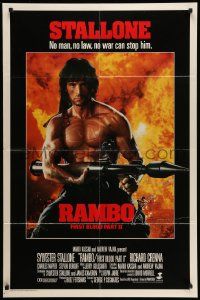 2g691 RAMBO FIRST BLOOD PART II style A int'l 1sh '85 no law, no war can stop Sylvester Stallone!