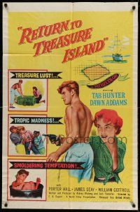 2g702 RETURN TO TREASURE ISLAND 1sh '54 great images of Tab Hunter & sexy Dawn Addams!