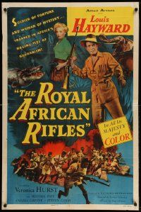 2g731 ROYAL AFRICAN RIFLES 1sh '53 Louis Hayward, Veronica Hurst, art of charging riflemen!