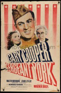 2g752 SERGEANT YORK 1sh '41 future soldier Gary Cooper with hillbilly family!