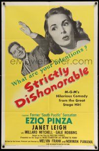 2g801 STRICTLY DISHONORABLE 1sh '51 what are Ezio Pinza's intentions toward Janet Leigh?