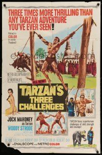 2g821 TARZAN'S THREE CHALLENGES 1sh '63 Edgar Rice Burroughs, Robert Day directs, Jock Mahoney