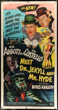 2j056 ABBOTT & COSTELLO MEET DR. JEKYLL & MR. HYDE linen 3sh '53 Bud & Lou, scary Boris Karloff!