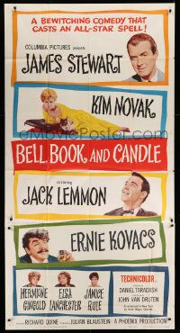 2j266 BELL, BOOK & CANDLE 3sh '58 James Stewart, sexy witch Kim Novak, Jack Lemmon, Ernie Kovacs!