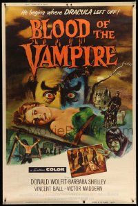 2j150 BLOOD OF THE VAMPIRE 40x60 '58 he begins where Dracula left off, incredible Joseph Smith art