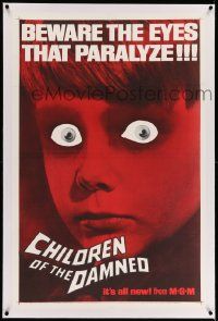 2j093 CHILDREN OF THE DAMNED linen 1sh '64 beware the creepy kid's eyes that paralyze!