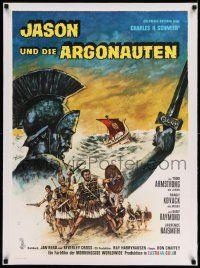 2j072 JASON & THE ARGONAUTS linen German '63 Ray Harryhausen, cool different artwork by Rolf Goetze!