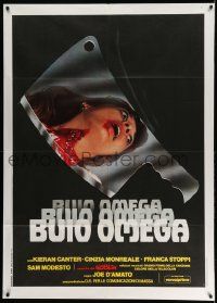 2j232 BEYOND THE DARKNESS Italian 1p '79 wild image of bloody woman's reflection on meat cleaver!