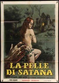 2j233 BLOOD ON SATAN'S CLAW Italian 1p '71 Piovano art of demon hand reaching for sexy naked girl!