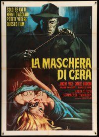 2j243 HOUSE OF WAX Italian 1p R60s Vincent Price, cool different Piovano monster art!