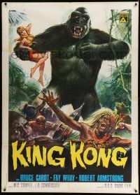 2j245 KING KONG Italian 1p R73 different Casaro art of the giant ape carrying sexy Fay Wray!