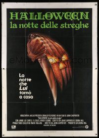 2j211 HALLOWEEN Italian 2p '79 John Carpenter classic, great Bob Gleason jack-o-lantern art!