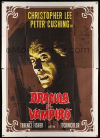 2j214 HORROR OF DRACULA Italian 2p R70 Hammer, great Piovano art of vampire Christopher Lee!