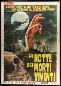 2j277 NIGHT OF THE LIVING DEAD Italian 2p '70 cool different Ciriello art of zombies in graveyard!