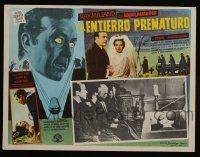 2j343 PREMATURE BURIAL Mexican LC '62 Edgar Allan Poe, Ray Milland in coffin at funeral!