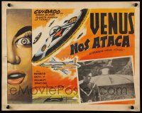 2j351 STRANGER FROM VENUS Mexican LC '54 Helmut Dantine, cool UFO border artwork + inset image!