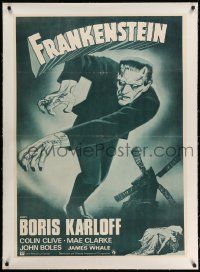 2j074 FRANKENSTEIN linen Spanish R70s great close up artwork of Boris Karloff as the monster!