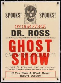 2j080 GHOST SHOW linen 23x32 stage show poster '30s Dr. Ross & His Spirit Mediums, weird & eerie!
