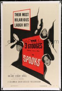 2j133 SPOOKS linen 2D 1sh '53 The Three Stooges w/Shemp in their most hilarious laugh hit!