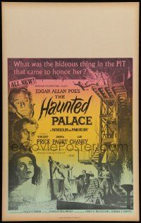2j040 HAUNTED PALACE Benton WC '63 Vincent Price, Lon Chaney, Edgar Allan Poe, cool horror art!
