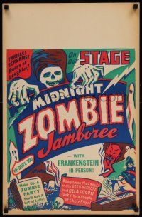 2j007 MIDNIGHT ZOMBIE JAMBOREE Spook Show jumbo WC '40s Frankenstein in person, really cool art!
