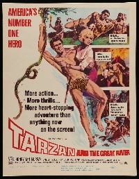 2j026 TARZAN & THE GREAT RIVER WC '67 art of Mike Henry in the title role w/sexy Diana Millay!