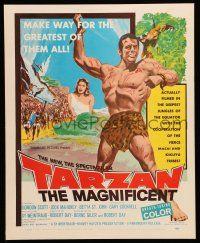 2j028 TARZAN THE MAGNIFICENT WC '60 artwork of barechested Gordon Scott, the greatest of them all!