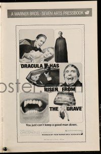 2j258 DRACULA HAS RISEN FROM THE GRAVE pressbook '69 Hammer, Christopher Lee as the vampire!