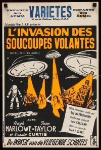 2k273 EARTH VS. THE FLYING SAUCERS Belgian '56 sci-fi classic, different art of UFOs & aliens!