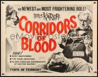 2k013 CORRIDORS OF BLOOD 1/2sh '63 Boris Karloff, Christopher Lee, blood-curdling experiments!