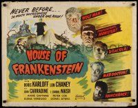 2k027 HOUSE OF FRANKENSTEIN 1/2sh R50 Boris Karloff, Lon Chaney Jr., best image with all monsters!