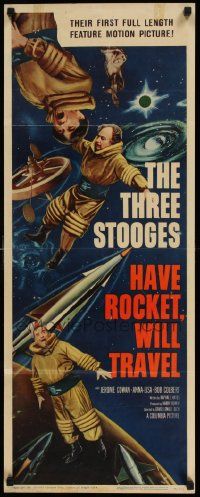 2k071 HAVE ROCKET WILL TRAVEL insert '59 wonderful sci-fi art of The Three Stooges in space!