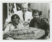 2m062 KEVIN MCCARTHY signed 8x10 REPRO still '97 w/ Spielberg & Invasion of the Body Snatchers pod!