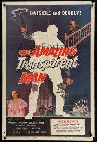 2m477 AMAZING TRANSPARENT MAN 1sh '59 Edgar Ulmer, cool fx art of the invisible & deadly convict!