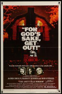 2m479 AMITYVILLE HORROR 1sh '79 great image of haunted house, for God's sake get out!