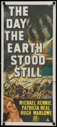 2m021 DAY THE EARTH STOOD STILL Aust daybill R70s Robert Wise, art of giant hand & Patricia Neal!