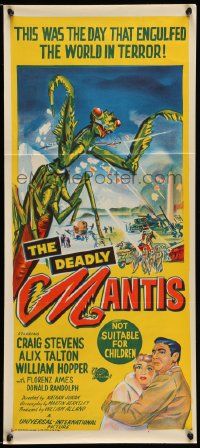 2m022 DEADLY MANTIS Aust daybill '57 great art of giant insect monster attacking Washington D.C.!