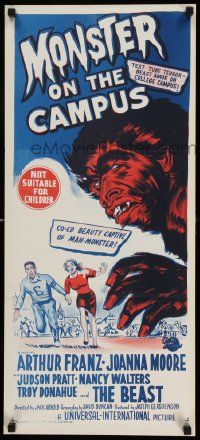 2m035 MONSTER ON THE CAMPUS Aust daybill '58 Jack Arnold, artwork of beast amok at college!